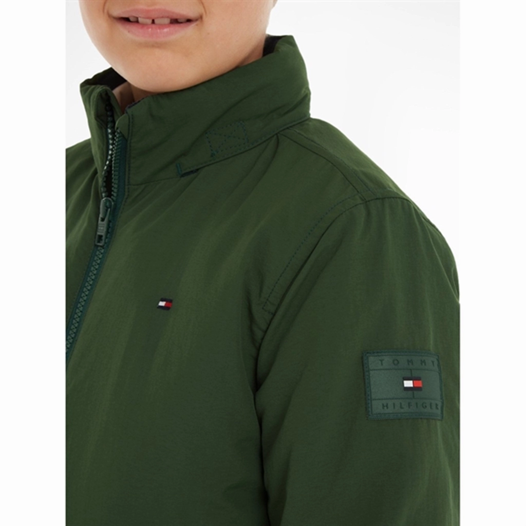 Tommy Hilfiger Essential Quilted Jacket Collegiate Green Flexible Hem Adjustment Slim Silhouette