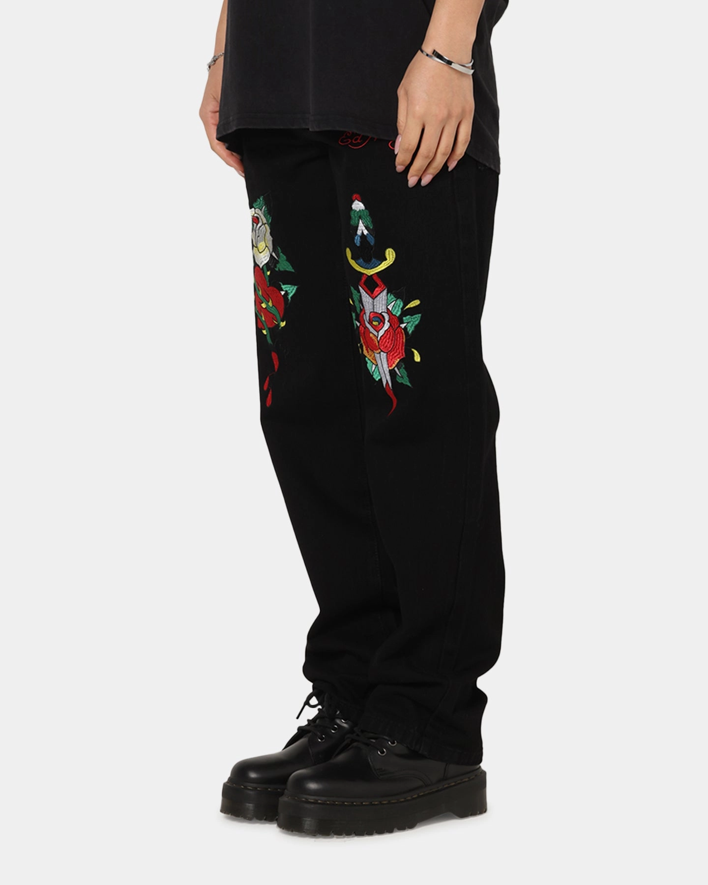 Stylish Fit Sleek Appearance Ed Hardy Once Wounded Jeans Black