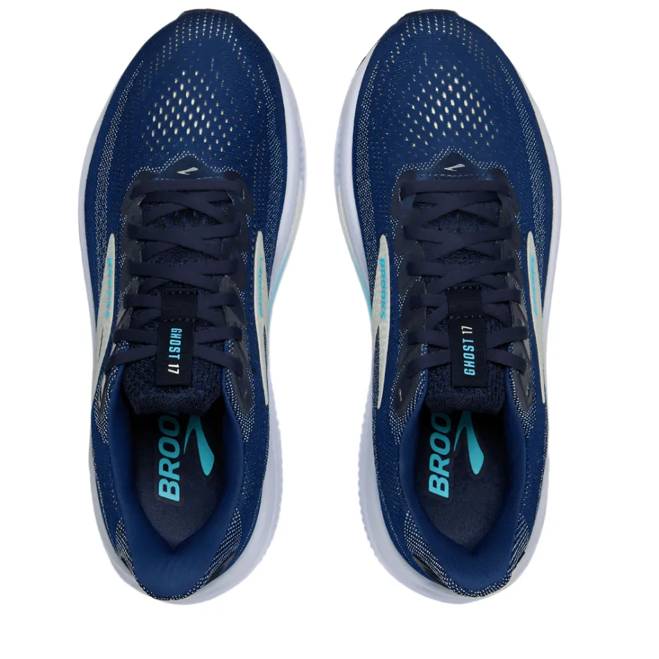 Brooks Women's Ghost 17 Running Shoes in Navy/Green/Turquoise AW25 Midfoot Lock System Gusseted Tongue