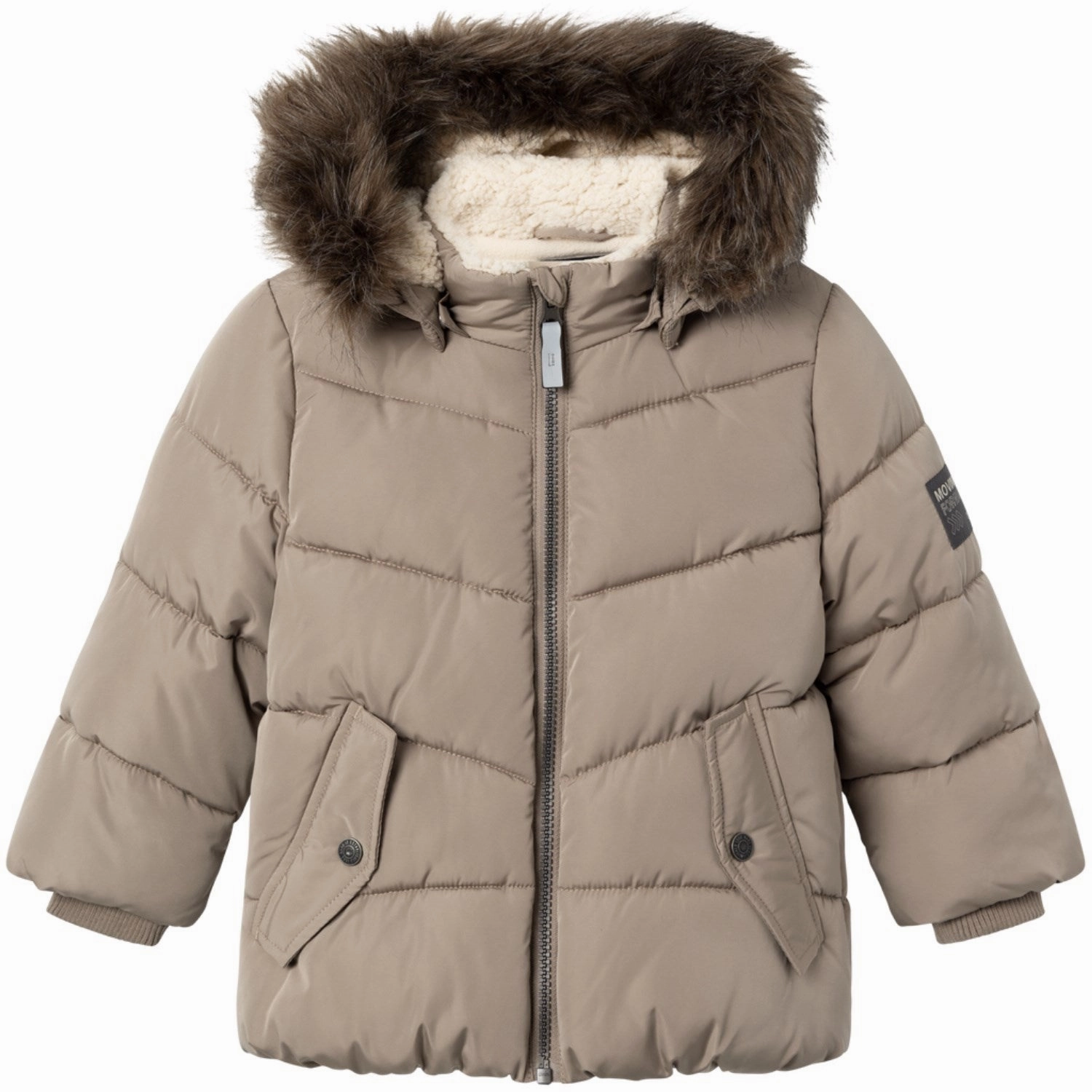 Packable design Quilted Interior Layer Name It Desert Taupe Mathew Puffer Jacket