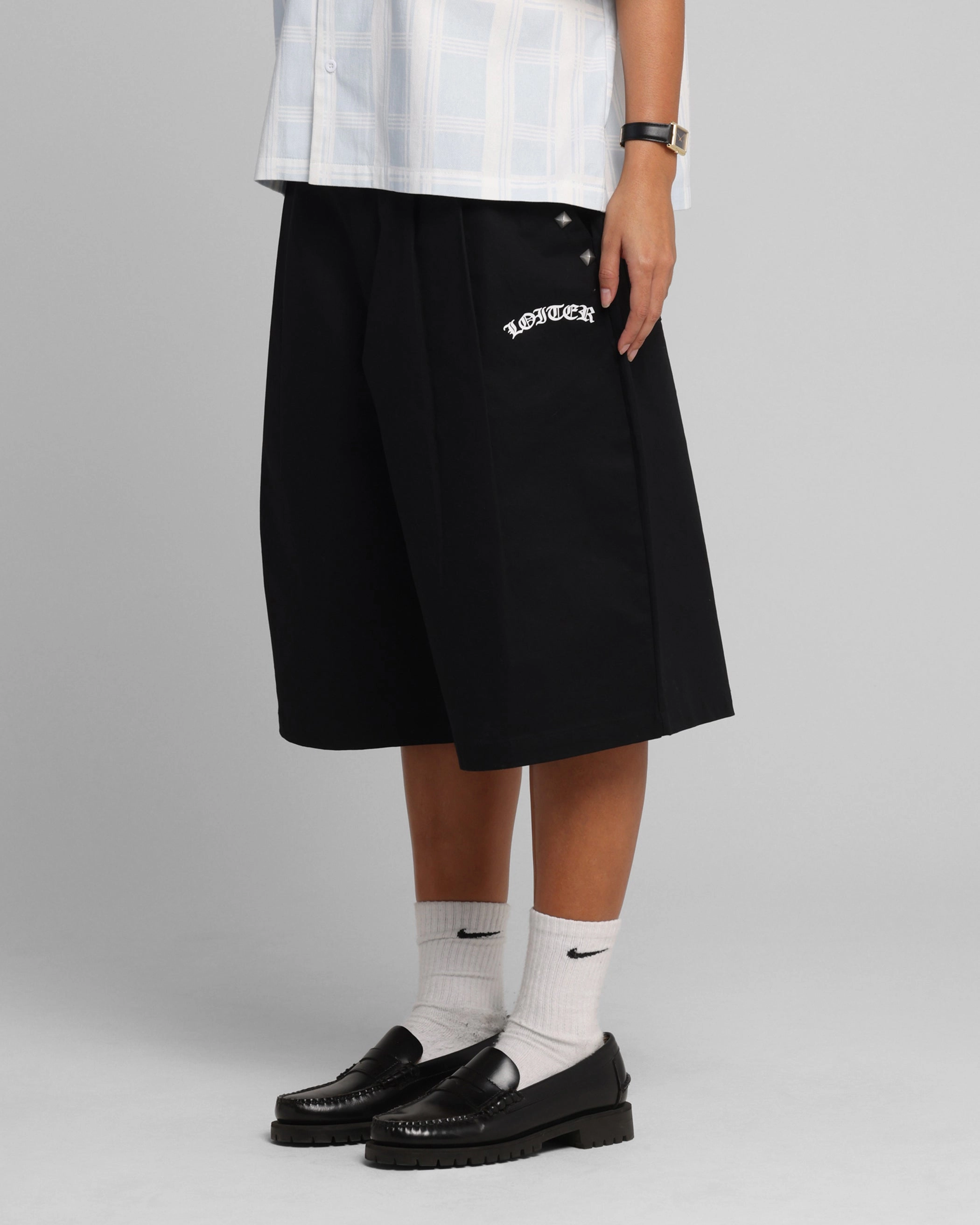 Light Fit Loiter Chopper Baggy Shorts Black