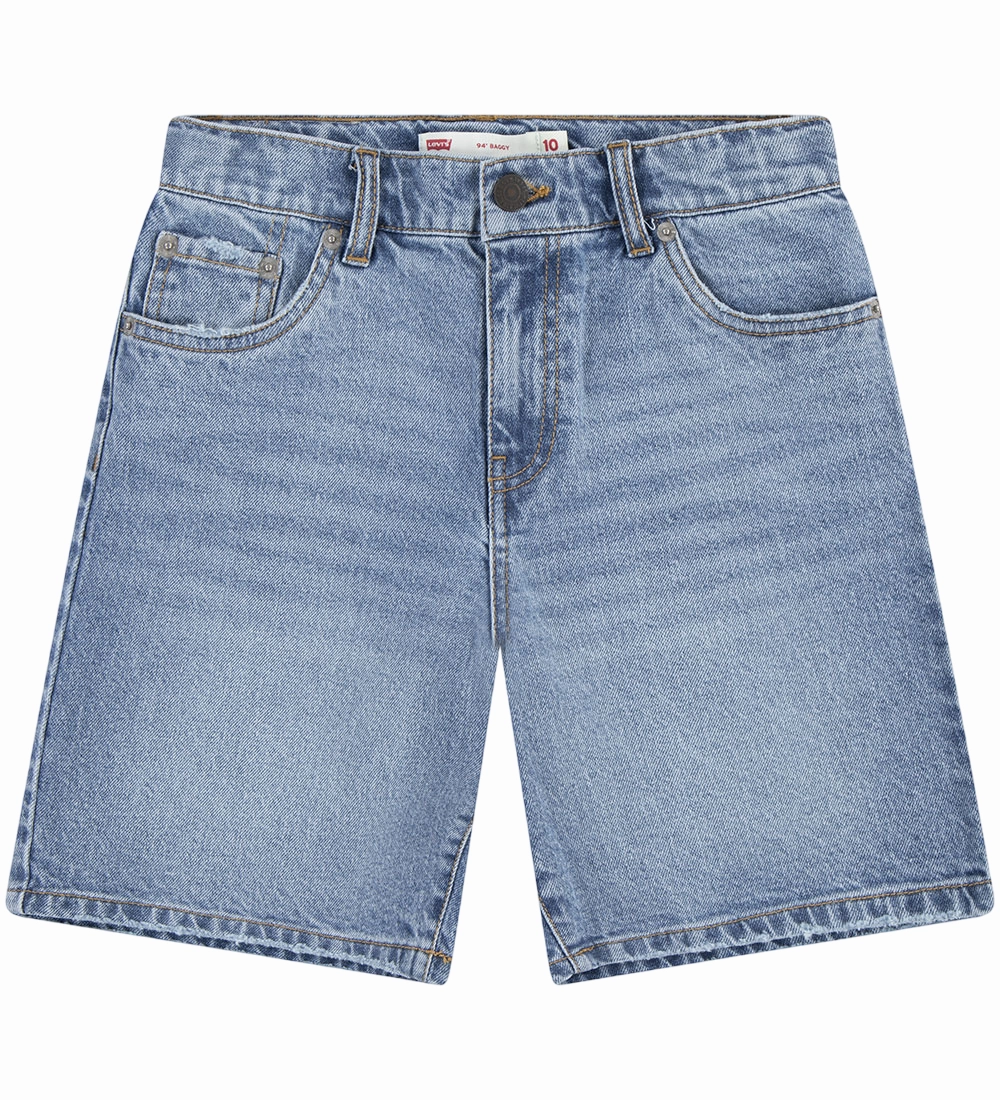 light texture Levi's Kids bermuda baggy in jeans da junior 4EM221-MCJ blu medio