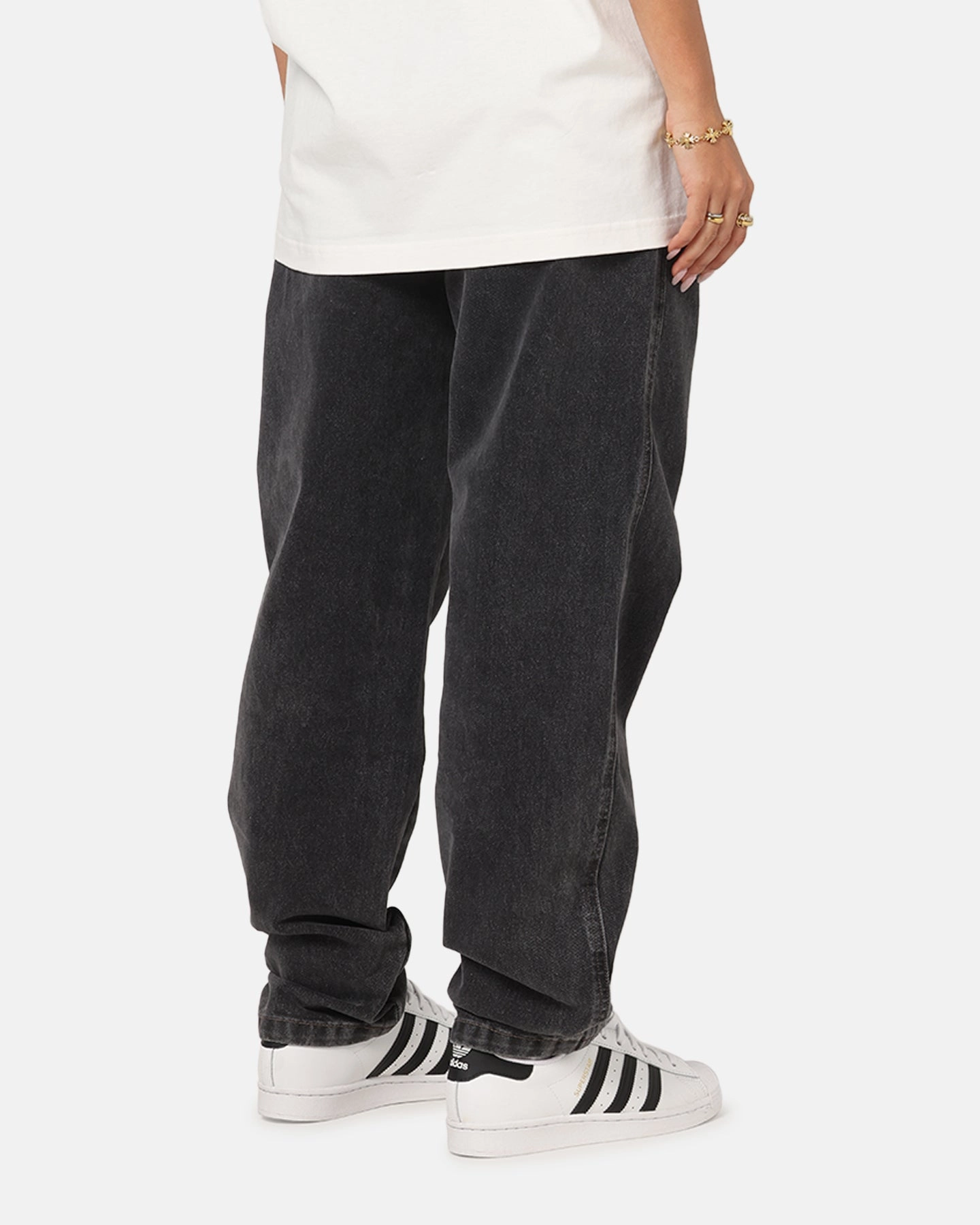 S Double Denim Standard Jeans Faded Black Sleek Waist