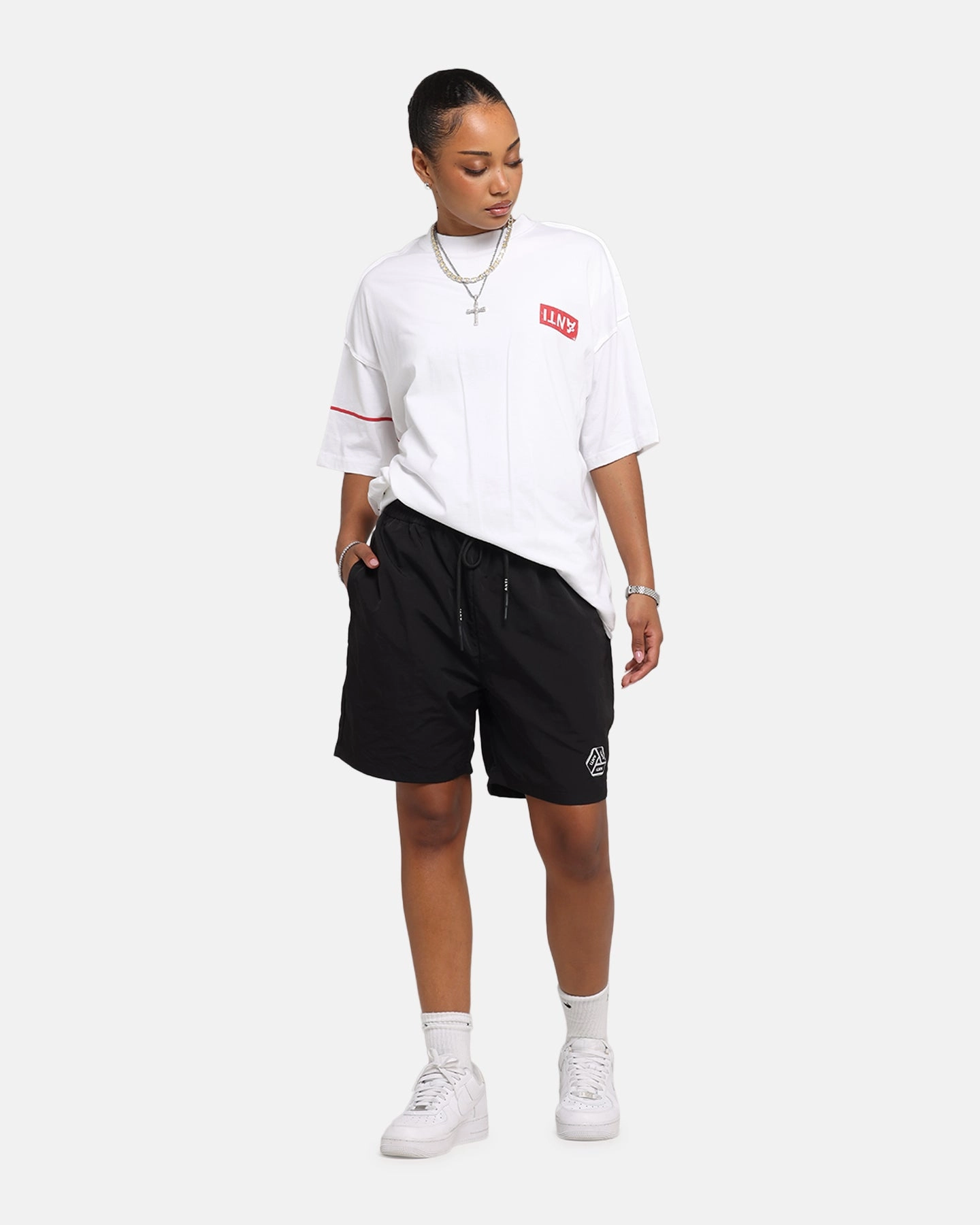 Reversible design Weekend Style The Anti Order Reverse Logo Nylon Shorts Black