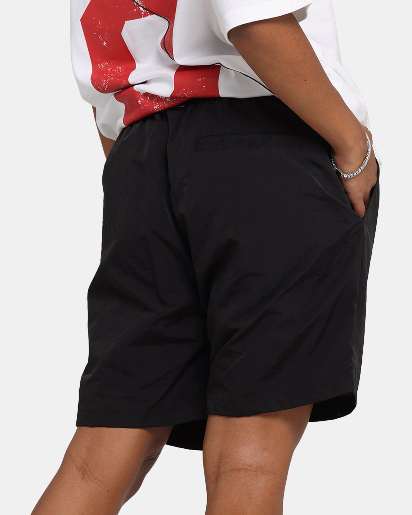 The Anti Order Reverse Logo Nylon Shorts Black Low Profile