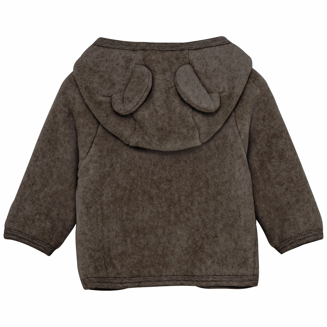 Huttelihut Brown Melange Jacket Ears Cotton Fleece Bonded Edge Finish Temperature Regulating Fabric