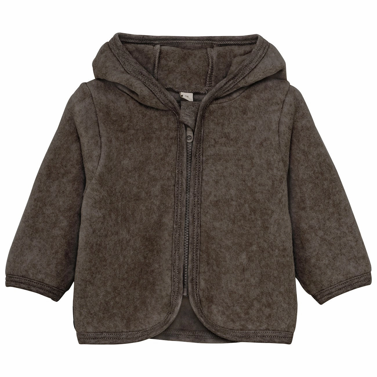 Huttelihut Brown Melange Jacket Ears Cotton Fleece Ethical Manufacturing Daily Commute Wear