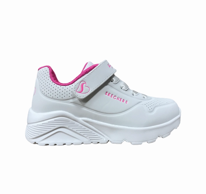 Skechers sneakers da bambina e ragazza Uno Lite 310451L WHP bianco-rosa Adaptive Flex Zones cross-training shoes