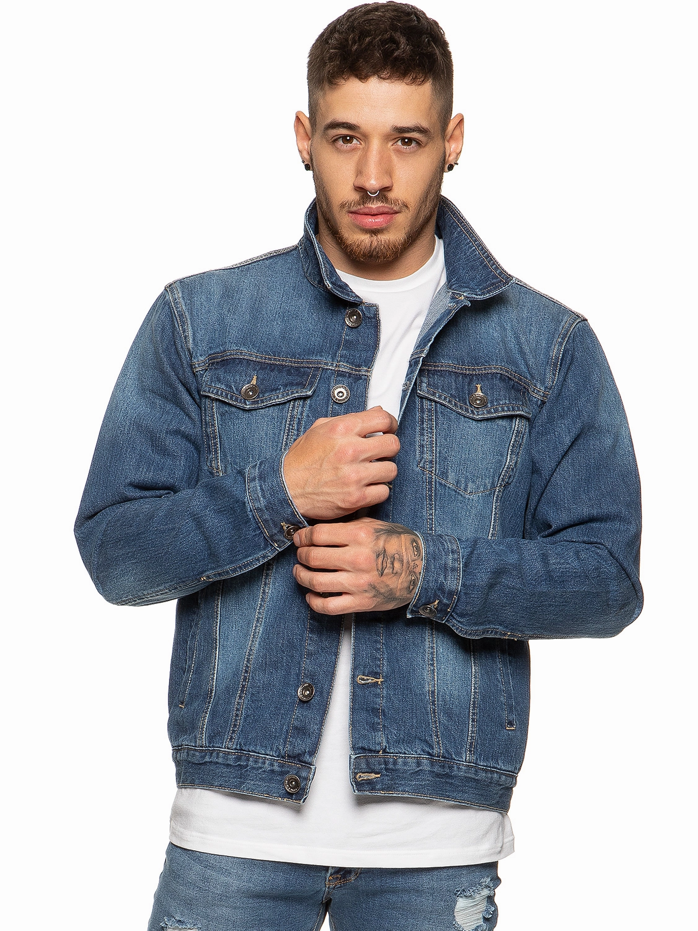 Hyperguard Water Resistance Style Statement Mens Enzo Denim Designer Jacket - Black | Enzo Designer Menswear