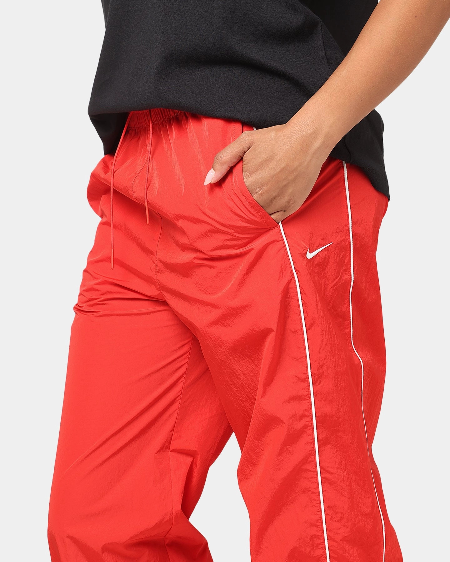 Office Appropriate TearResistantPanels Nike Women's Sportswear High-Waisted Woven Open-Hem Pants University Red/Sail