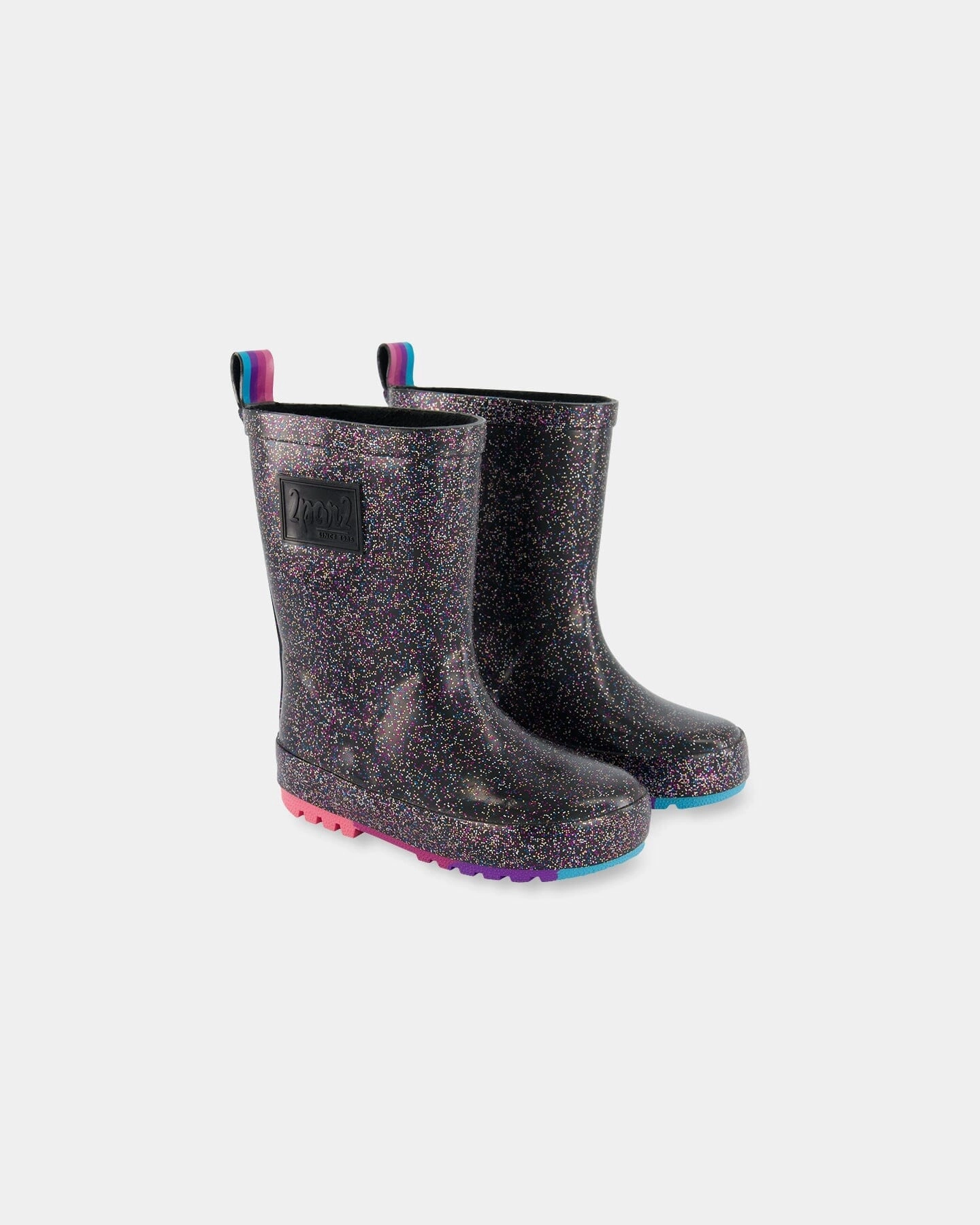 Rain Boots Black With Glitter Handcrafted Details
