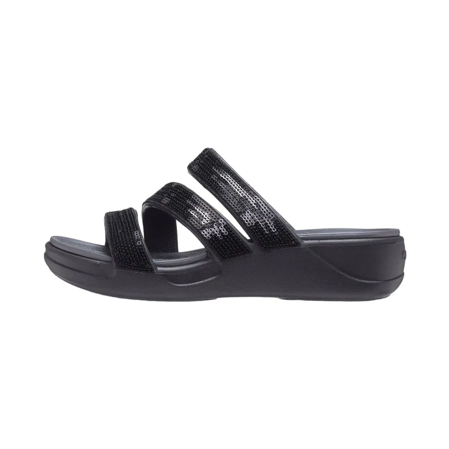 Support Feel Crocs sandalo da donna Boca Sequin Strappy Wedge W 207645-BLK nero