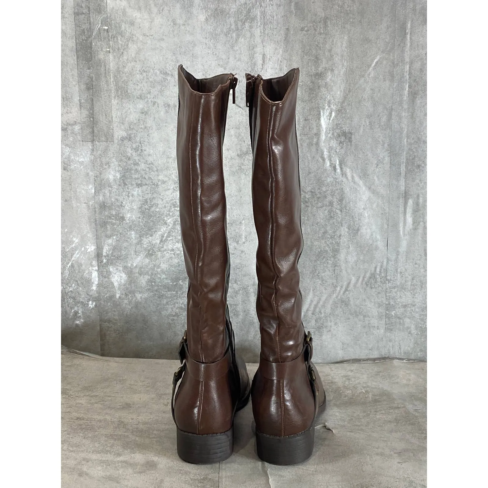 STYLE & CO Women's Cognac Marliee Full Side-Zip Round-Toe Tall Riding Boot SZ9.5