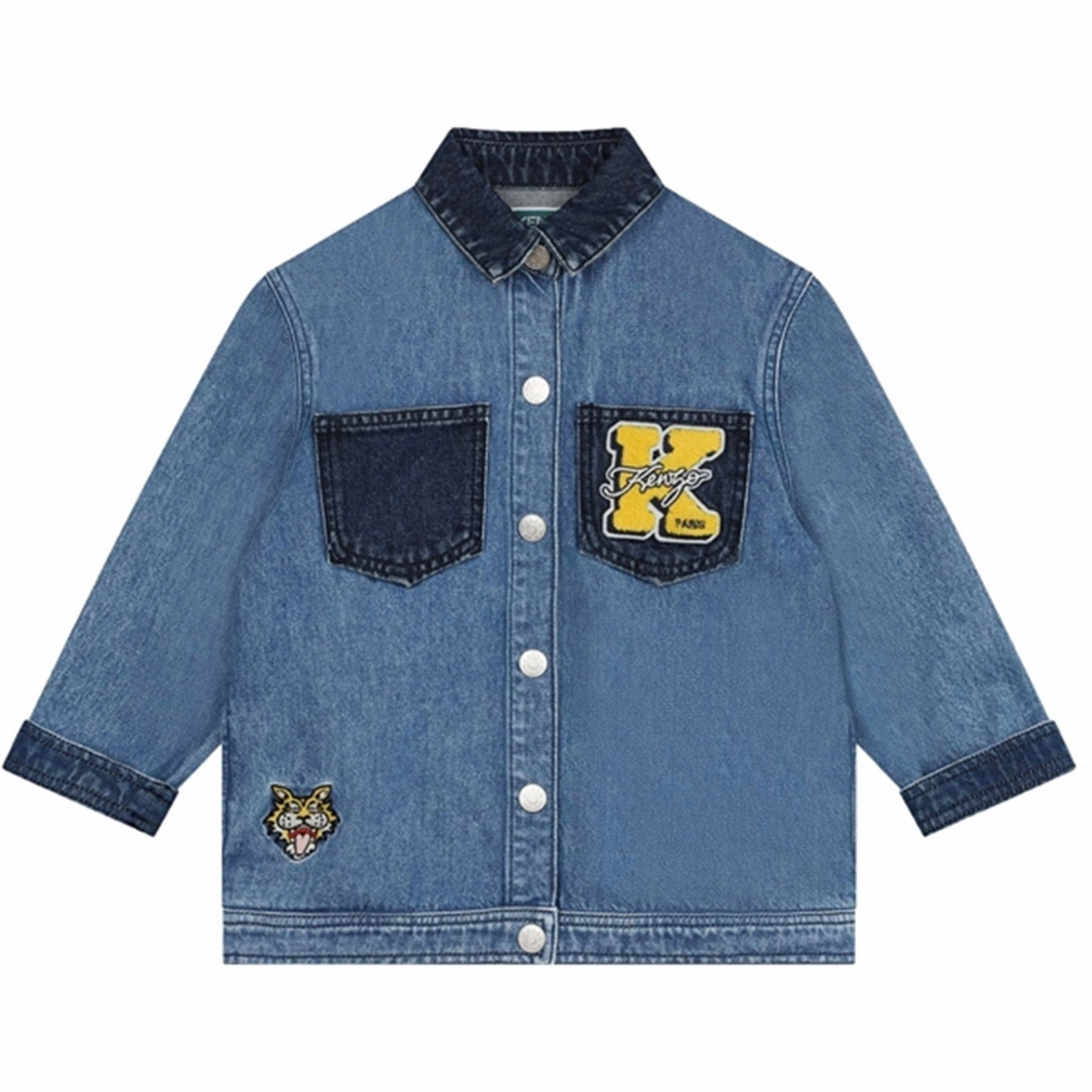 Kenzo Bleach Denim Jacket Travel Commuter Layer Flexible Elasticity