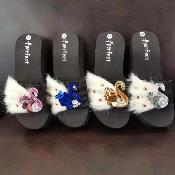 Stylish Swan High Heeled Slippers