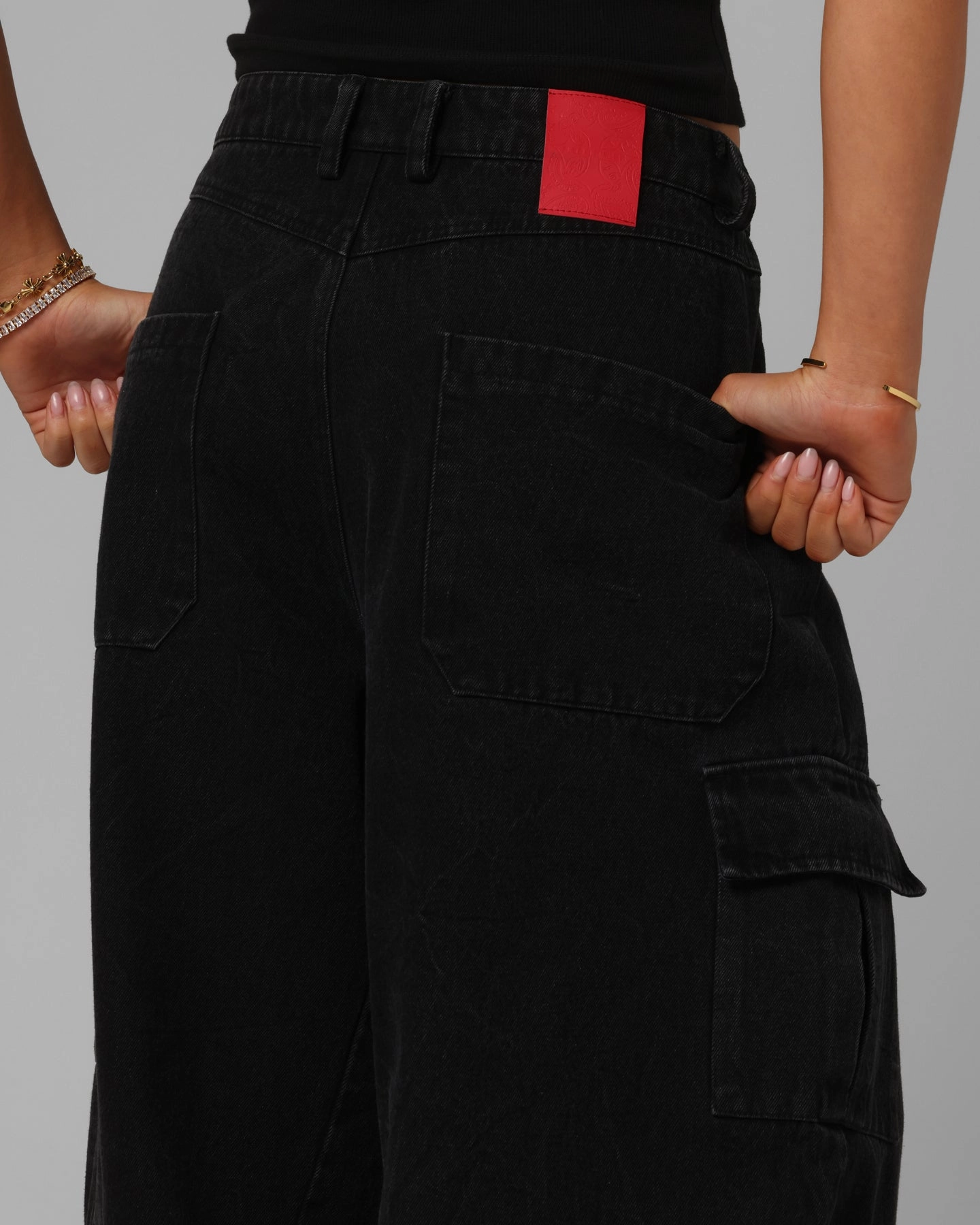 Non Tapered Leg Loiter F-16 Balloon Cargo Pants Black