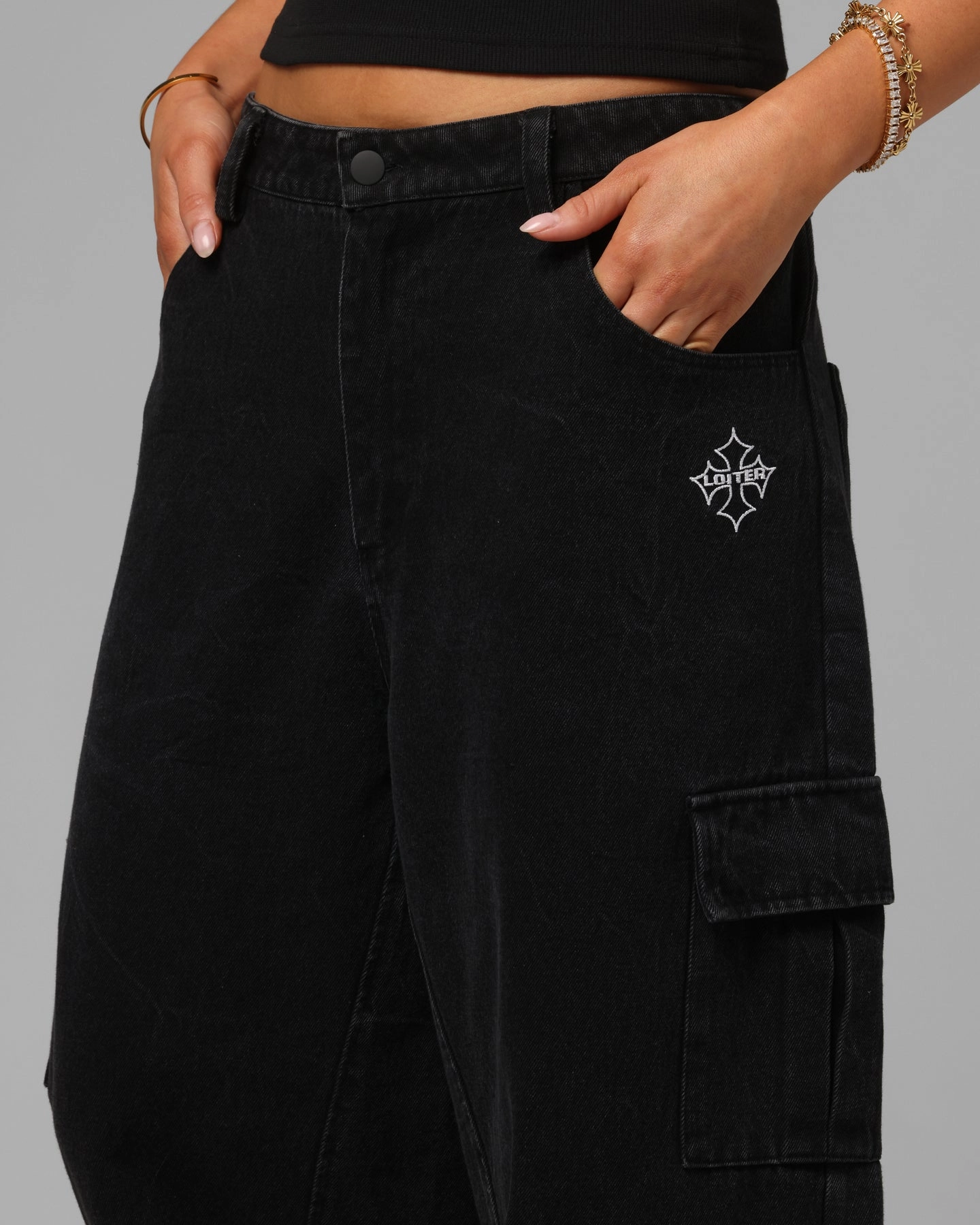 Loiter F-16 Balloon Cargo Pants Black Convertible legs