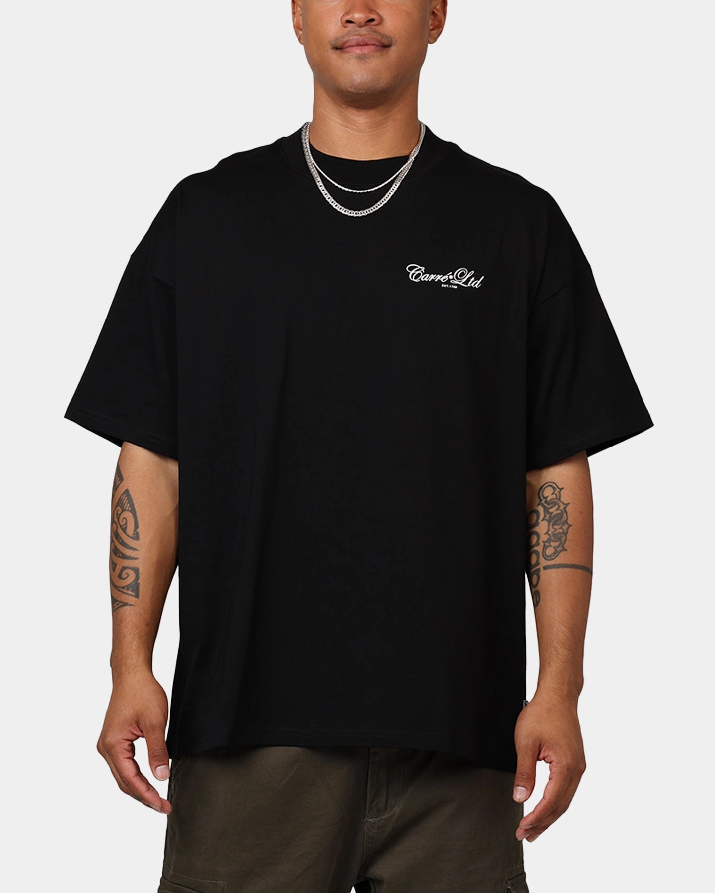 Functional Style Carre Side Script Oversized T-Shirt Black