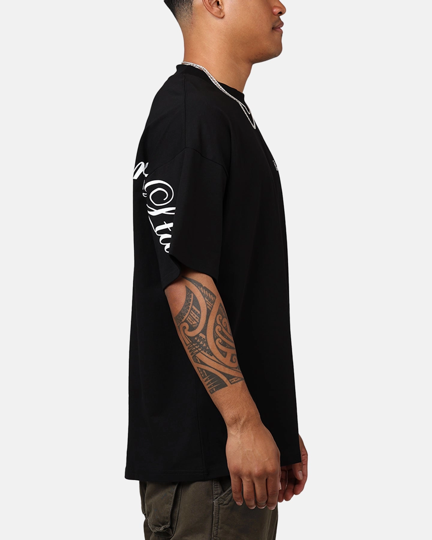 Carre Side Script Oversized T-Shirt Black Fresh Trend Luxurious