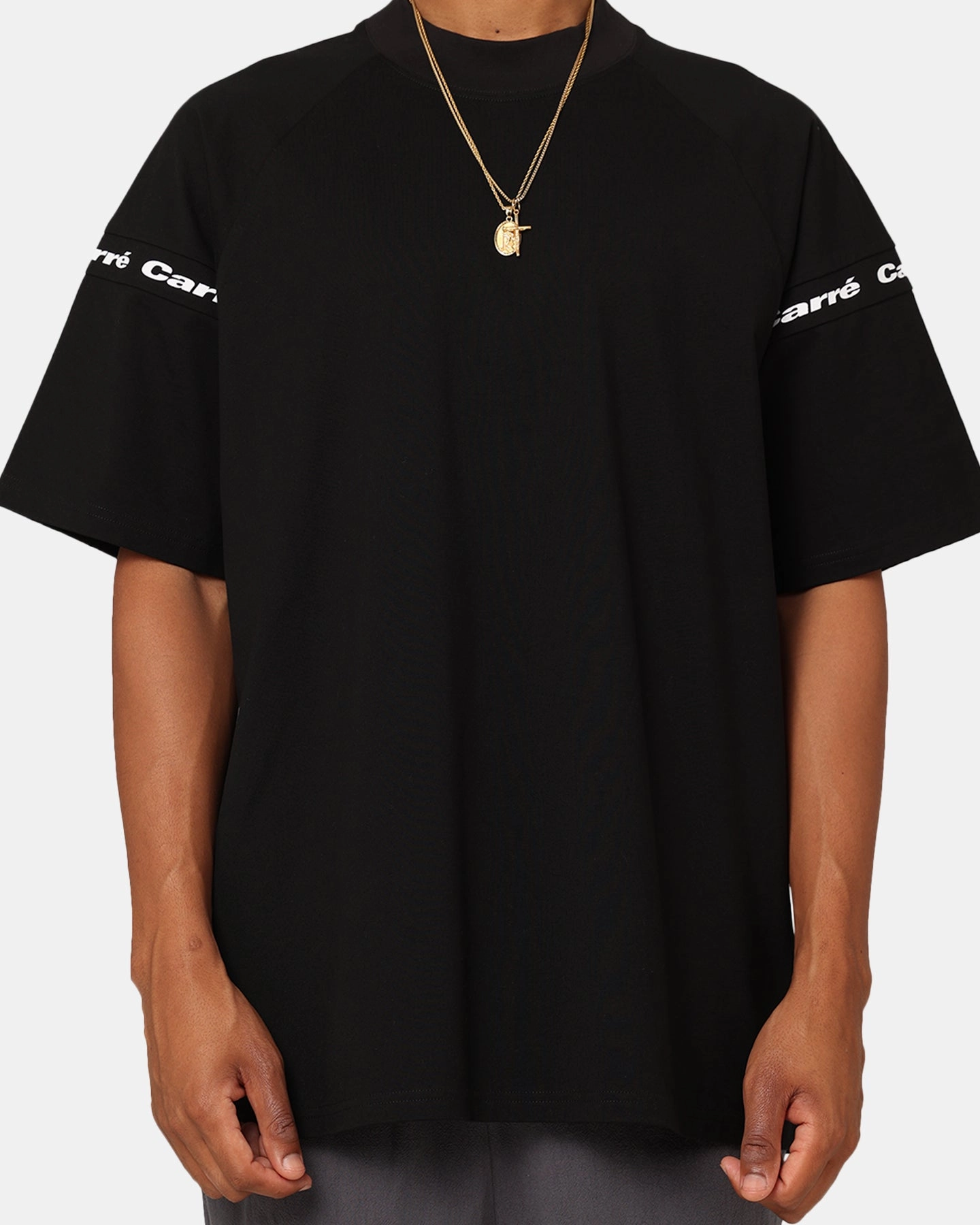 Solid Color Comfortable and Chic Carre Prime Oversized Raglan T-Shirt Black