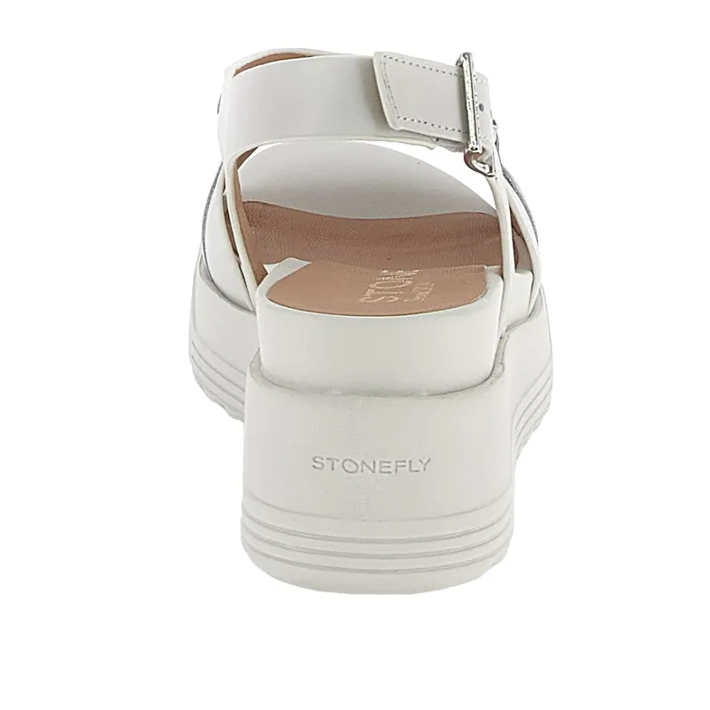 Street Cool Travel Shoes Comfort Stonefly sandalo casual da donna con zeppa Parky 28 Calf in pelle con catena 220903-151 bianco