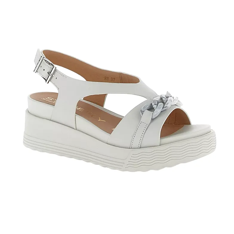 Easy Slip On Stonefly sandalo casual da donna con zeppa Parky 28 Calf in pelle con catena 220903-151 bianco