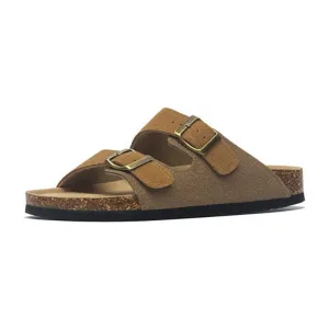 Summer Men's Cork Sandals Genuine Suede Leather Mule Clogs With Two Buckle Beach Slides Birkenstock Style For Men Sizes up to 45