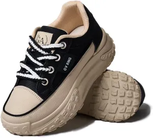 Summer Sneakers for Women,Sports Shoes Anti Slip with Thick Sole,Breathable Rise Stylish for Walking,Running,Shopping,Black,Size 7.5