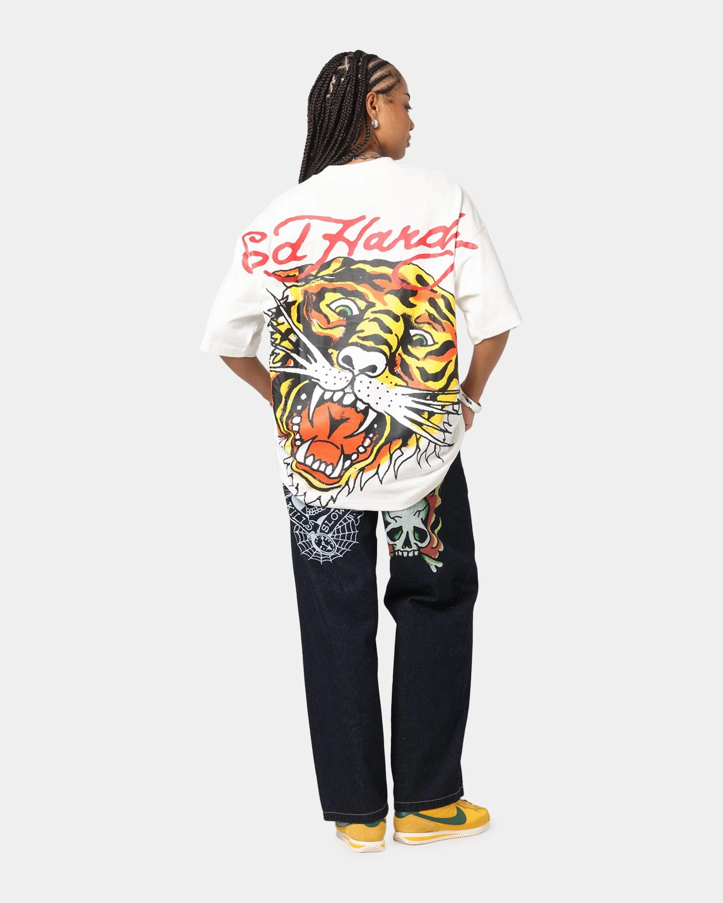 Ed Hardy Tiger Oversized Print T-Shirt Off White kids'