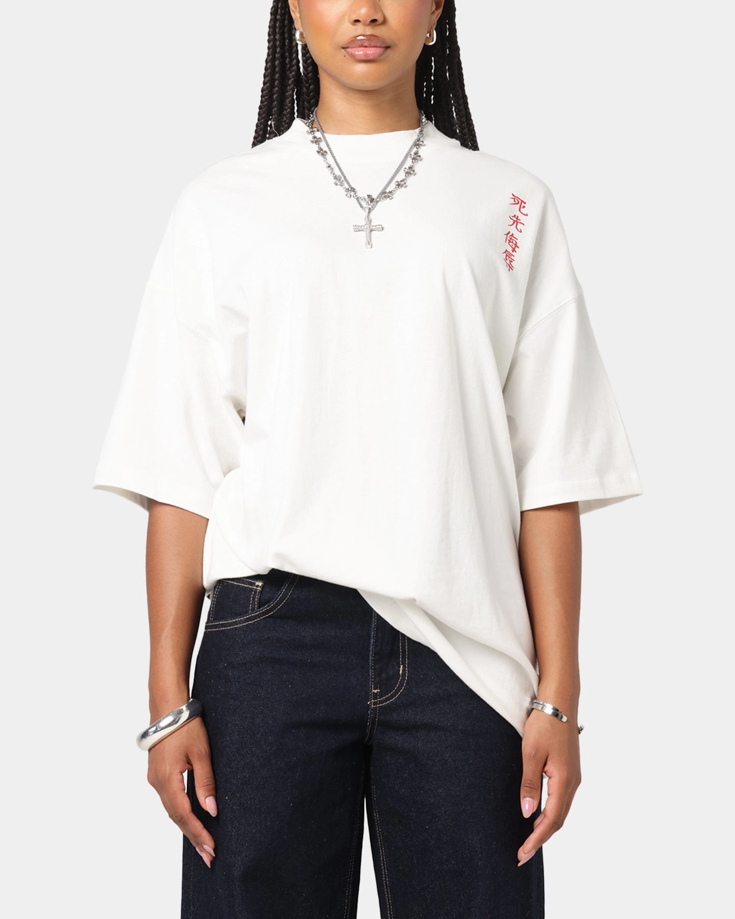 Ed Hardy Tiger Oversized Print T-Shirt Off White Sporty Design