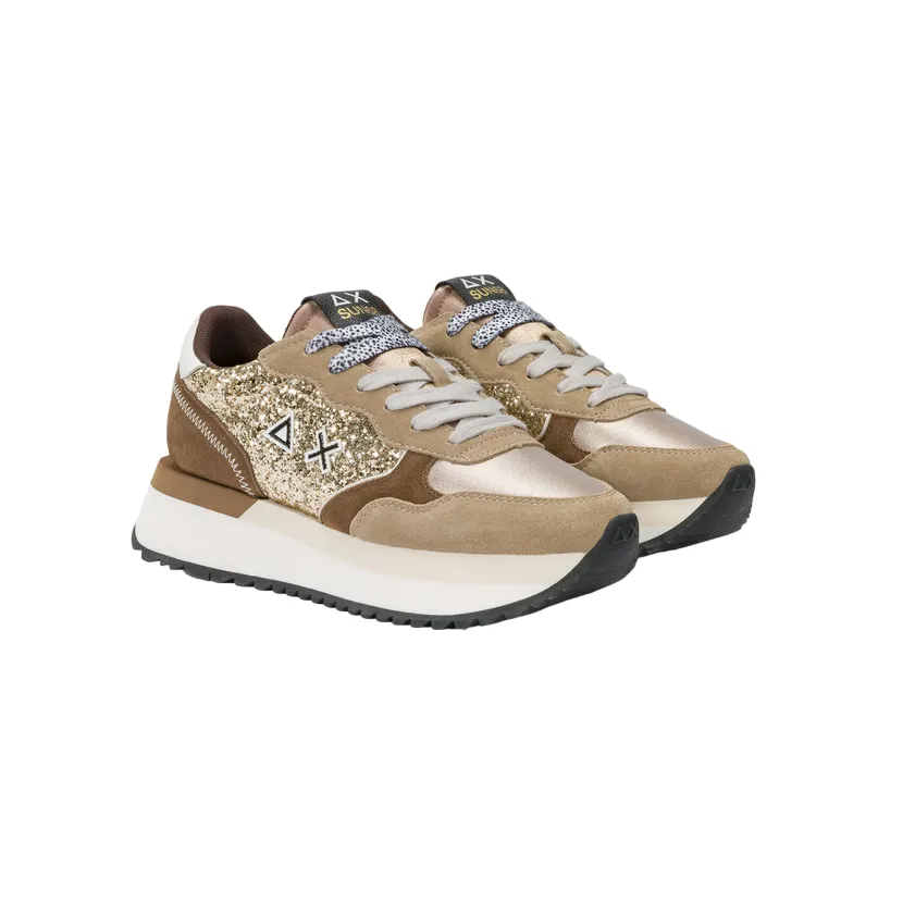Sun68 scarpa sneakers da donna Big Ally Glitter Z44217 43 oro Easy On And Off