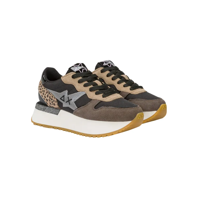 sockliner Shock Dissipating Midsole Sun68 scarpa sneakers da donna Big Stargirl Mix Z44218 11 nero