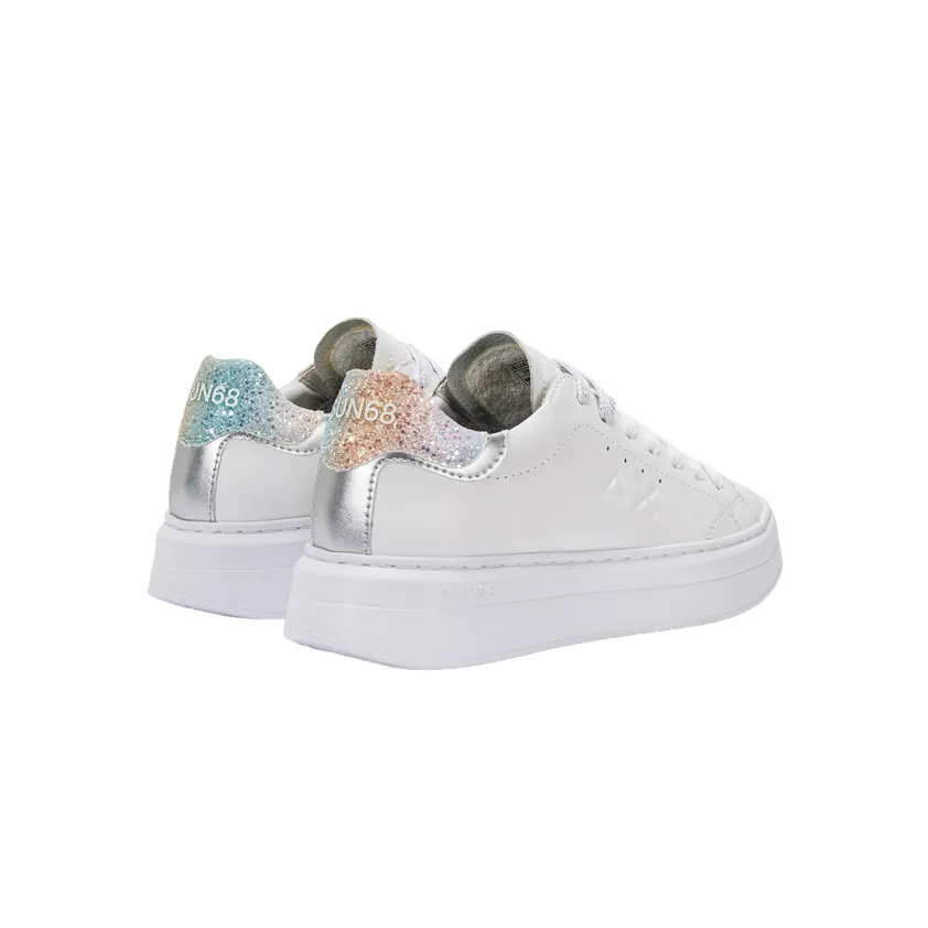Sun68 scarpa sneakers da donna Grace Leather Z34226 0144 bianco-argento Stability Control Plate Dynamic Response Tech