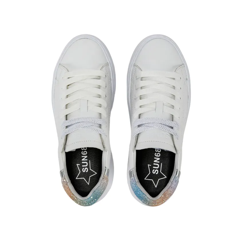 Sun68 scarpa sneakers da donna Grace Leather Z34226 0144 bianco-argento cushioned shoe qualities