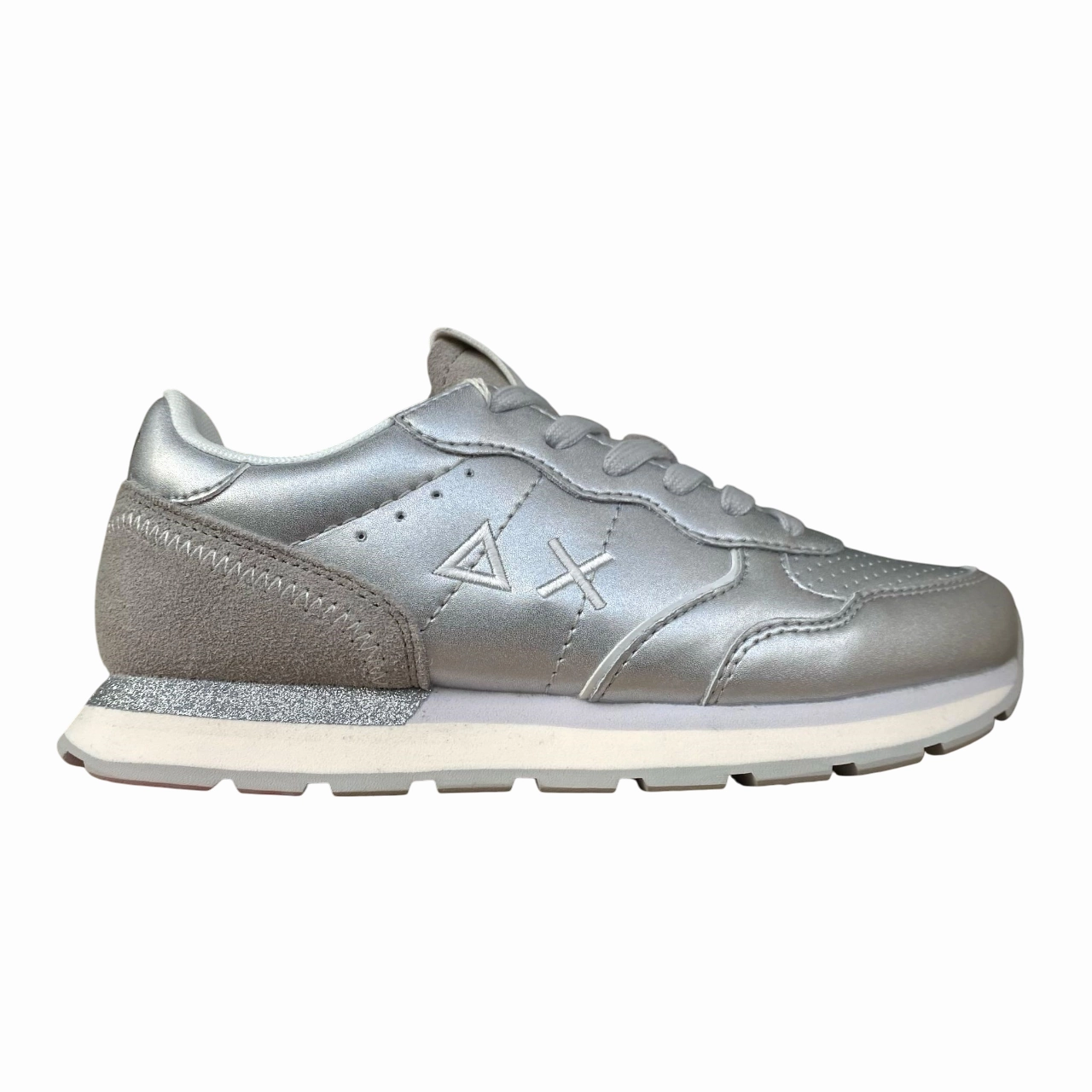 BreathableLining Flexible Laces Sun68 scarpa sneaker da ragazza in pelle Big Ally Z35408T 44 argento
