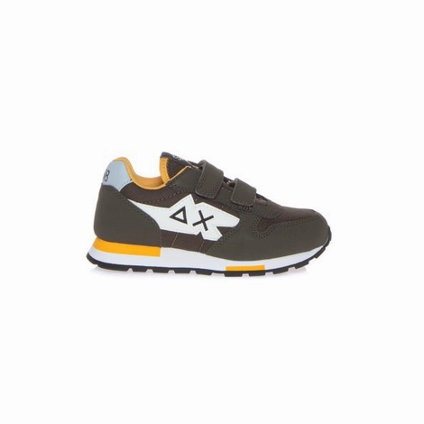 Sun68 scarpa sneakers da bambino con strappo Niki Solid Z43321B 74 verde militare scuro wet - weather shoes supination - control