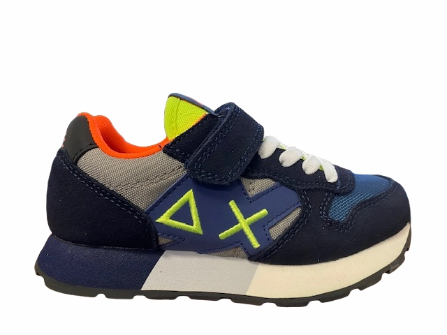 Sun68 sneakers da ragazzo Jaky Fluo Z42315K 0734 navy blue-grigio medio Ultra lightweight