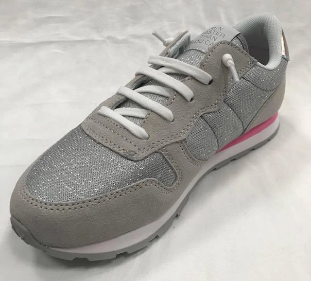 padded toe Sun 68 scarpa sneakers da ragazza Ally glitter z30403 06 grigio chiaro