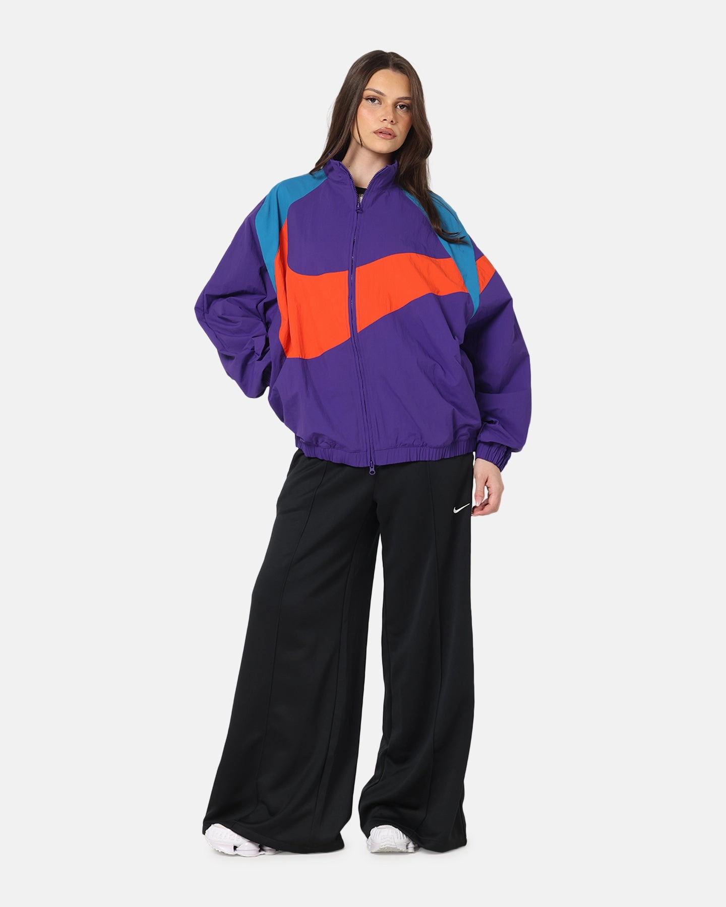 Nike Women's Sportswear Mid-Rise Wide-Leg Track Pants Black/Black/Sail Comfy Feel