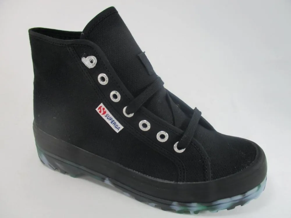 Superga 2341 S111T1W A4I ALPINA MARBLEGUM COTU black Tear Resistant Mesh Amateur - runner