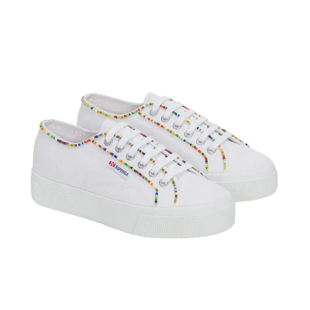 AdjustableStrap Superga scarpa sneakers da donna 2740 Multicolore Beads S4131FW ATR bianco