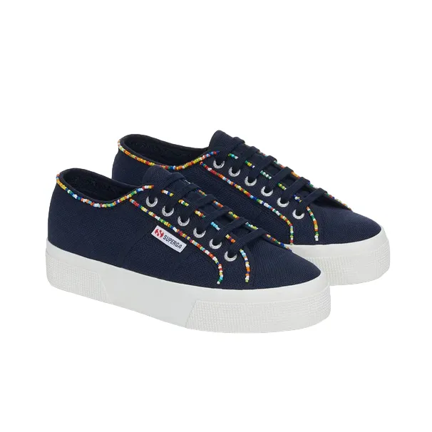 Superga scarpa sneakers da donna 2740 Multicolore Beads S4131FW ATU blu jogging shoe add - ons
