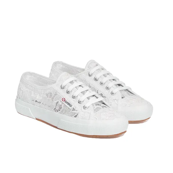 Superga scarpa sneakers da donna in Macrame 2750 S81219W 900 bianco moisture - wicking sock