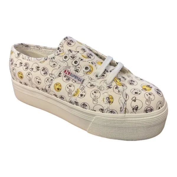 cushioned midsole running shoes affordable shoes Superga SMILE white yellow 2790 S007EJ0 J66