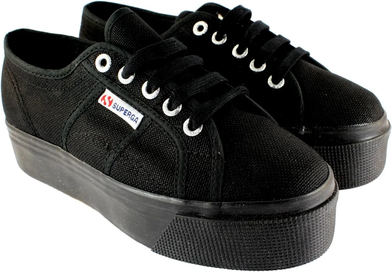 Superga Womens 2790 Canvas Chunky Sole Plimsoll Trainers - Black - 7.5