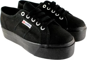 Superga Womens 2790 Canvas Chunky Sole Plimsoll Trainers - Black - 7.5