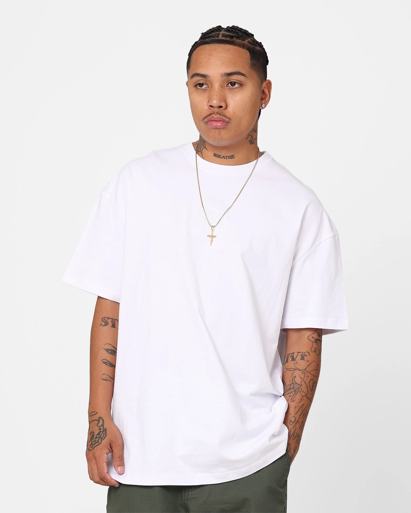 City Casual Stussy Tonal Stock Oversized Heavy Weight T-Shirt White