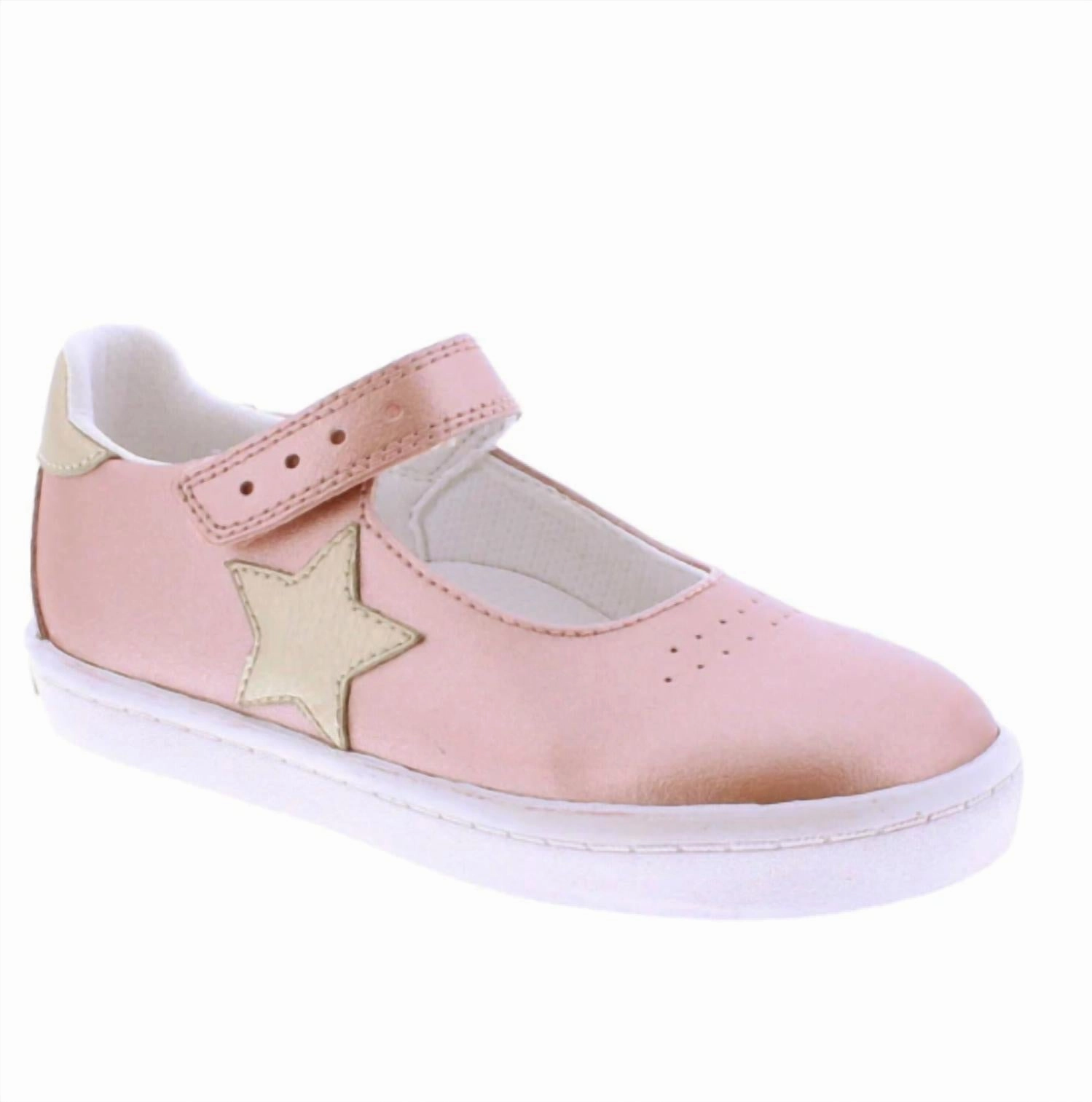 Girl's Stella Flat Shoes In Rose/gold Leather Shock Absorbing Quick Transition