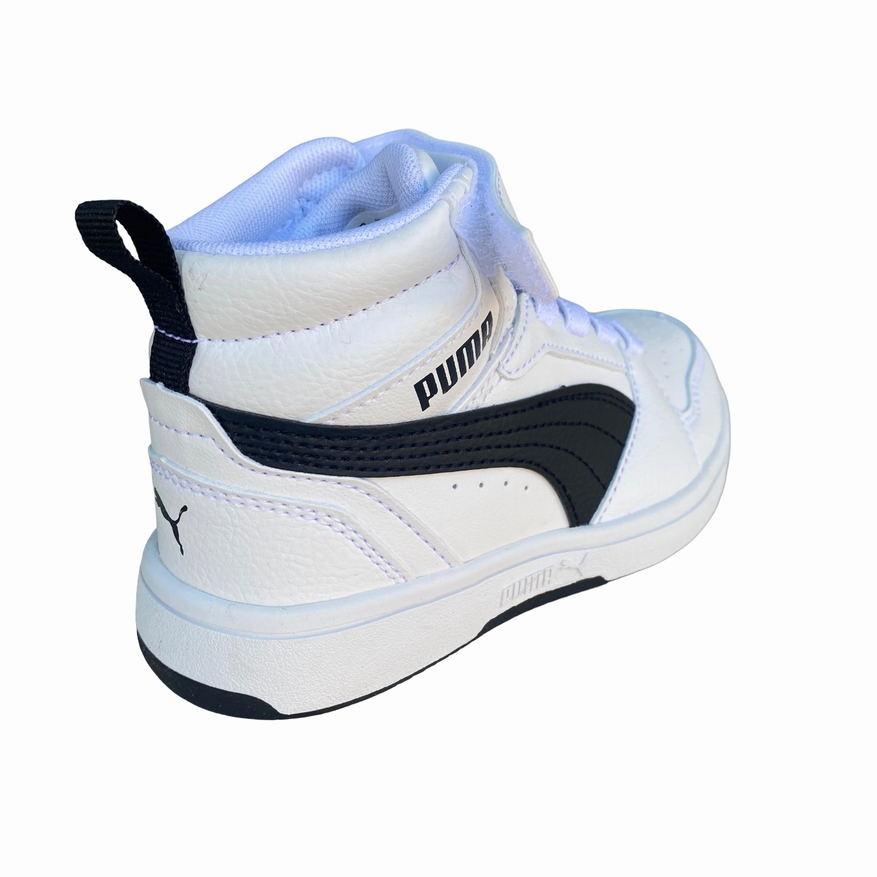 Puma scarpa sneakers da bambino Rebound V6 Mid 393832 02 bianco-nero Comfort