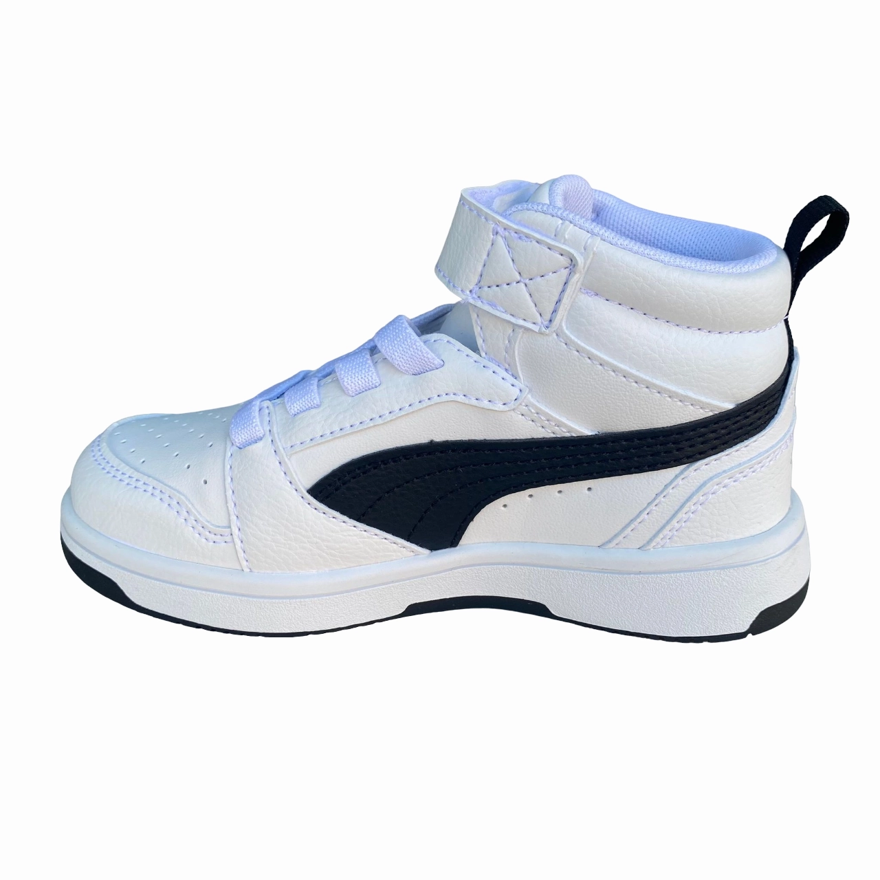 Puma scarpa sneakers da bambino Rebound V6 Mid 393832 02 bianco-nero printed running wear